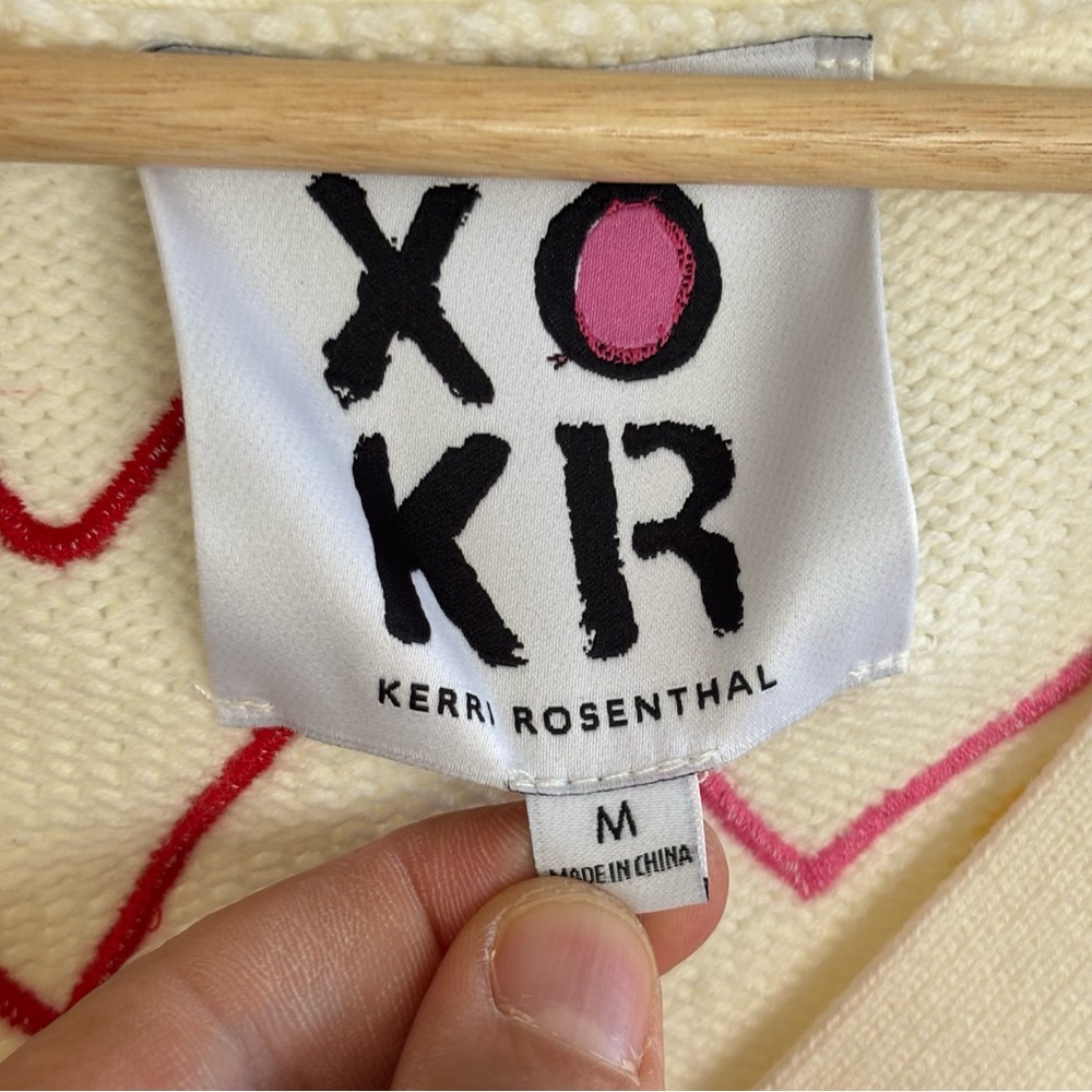 XOKR Kerri Rosenthal Womens Medium Heart Knit Cardigan Cropped Anthropologie NWT - Picture 4 of 8